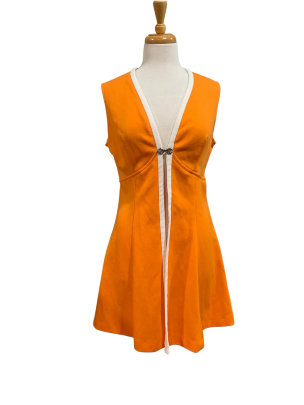 Vtg 60’s Women's handmade long line vest Orange White
